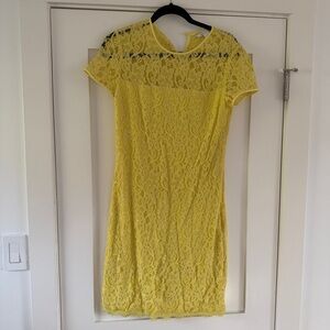 Diane Von Furstenberg Yellow Lace Midi Dress